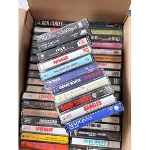 Vintage Cassette Tape Lot 40+ Madonna Van Halen Phil Collins Cher 80s Rock Pop